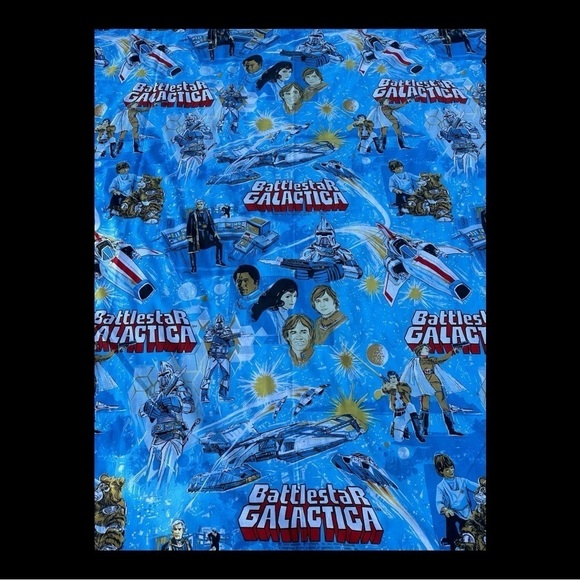 Battlestar Galactica Vintage 70’s Full Size Top Sheet Fabric - Picture 2 of 10